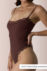 Willluxe® Lace Trim Spaghetti Strap Bodysuit