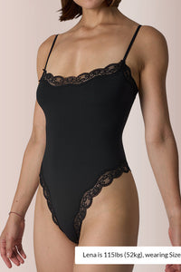 Willluxe® Lace Trim Spaghetti Strap Bodysuit