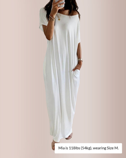 WILLLUXE® Solid Batwing Sleeve Lounge Dress