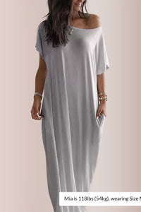Willluxe® Solid Batwing Sleeve Lounge Dress