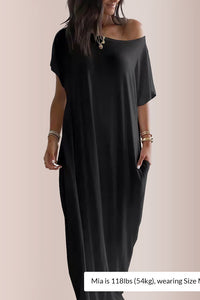 Willluxe® Solid Batwing Sleeve Lounge Dress