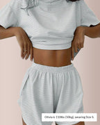 Willluxe® Striped Tee & Split Shorts PJ Set