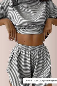 Willluxe® Striped Tee & Split Shorts PJ Set