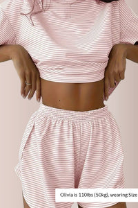 Willluxe® Striped Tee & Split Shorts PJ Set