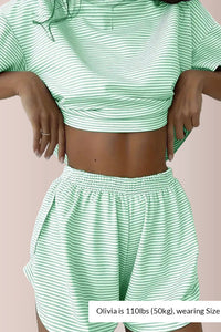 Willluxe® Striped Tee & Split Shorts PJ Set