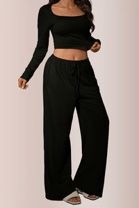 Willluxe® Square Neck Crop Top & Wide Leg Pants Set