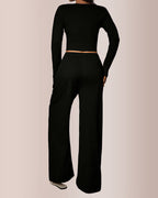 Willluxe® Square Neck Crop Top & Wide Leg Pants Set