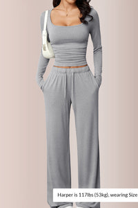 Willluxe® Square Neck Crop Top & Wide Leg Pants Set