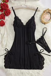 Willluxe® Lace Trim Cami Nightdress & Thong Set