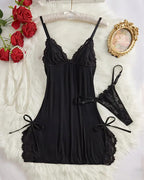 Willluxe® Lace Trim Cami Nightdress & Thong Set