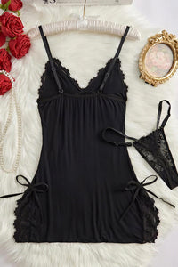 Willluxe® Lace Trim Cami Nightdress & Thong Set