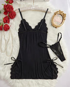 Willluxe® Lace Trim Cami Nightdress & Thong Set