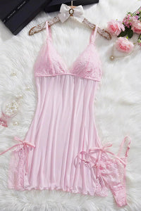 Willluxe® Lace Trim Cami Nightdress & Thong Set