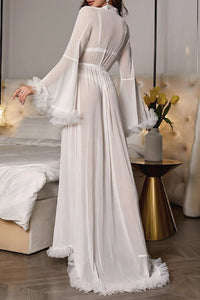 Willluxe® Sheer Ruffled Sleeve Nightgown Set