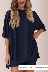 Willluxe® Oversized Tee & Biker Shorts Lounge Set
