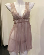 Willluxe® Deep V Lace Babydoll Chemise Set