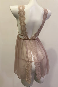 Willluxe® Deep V Lace Babydoll Chemise Set