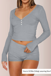 Willluxe® Button Front Crop Top & Shorts Set