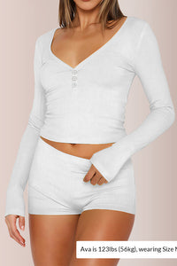 Willluxe® Button Front Crop Top & Shorts Set
