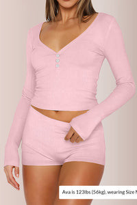 Willluxe® Button Front Crop Top & Shorts Set