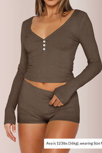 Willluxe® Button Front Crop Top & Shorts Set