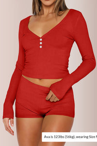 Willluxe® Button Front Crop Top & Shorts Set