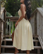 Willluxe® Tropical Breeze Open Back Slit Dress