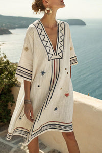 Willluxe® Fairy Collar Printed Beach Dress