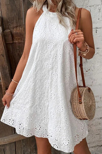 Willluxe® Openwork Halter Neck A-Line Dress