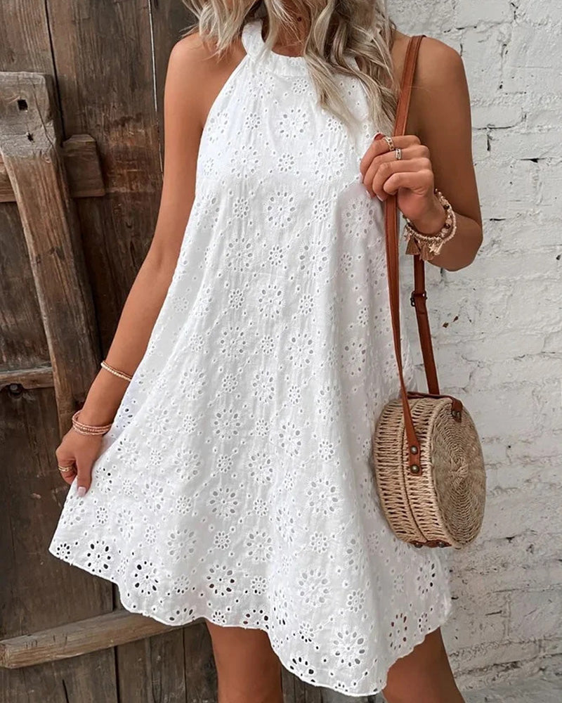Willluxe® Openwork Halter Neck A-Line Dress