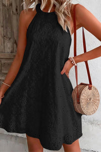 Willluxe® Openwork Halter Neck A-Line Dress