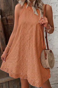 Willluxe® Openwork Halter Neck A-Line Dress