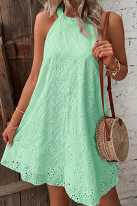 Willluxe® Openwork Halter Neck A-Line Dress