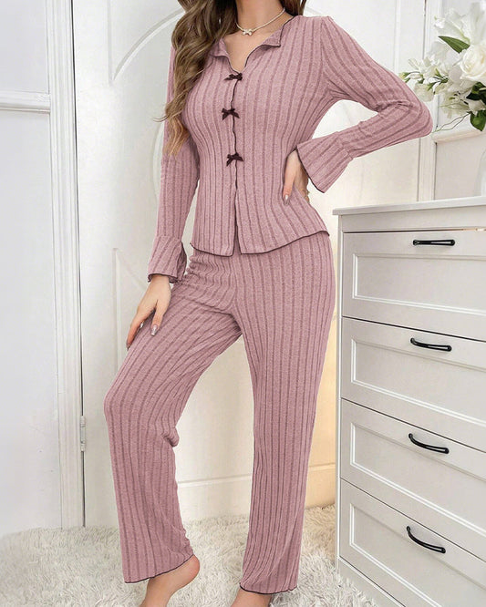 WILLLUXE® Homewear set with a lapel bow tie