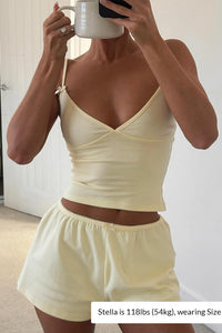 Willluxe® Butterfly Bow Ribbed Knit Cami and Shorts Set