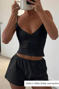 Willluxe® Butterfly Bow Ribbed Knit Cami and Shorts Set