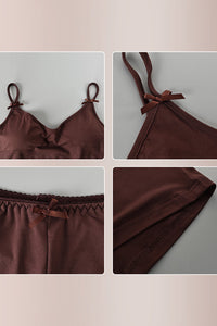 Willluxe® Butterfly Bow Ribbed Knit Cami and Shorts Set