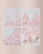 Willluxe® Dreamy Petal Pink Lace Patchwork Pajama Set