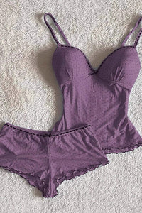 Willluxe® Summer Ruffled Dot Print Sleepwear Set