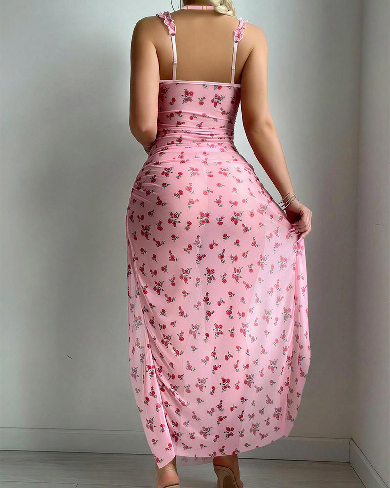 Willluxe® Sheer Floral Flattering Nightdress Set