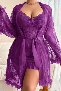 Willluxe® Midnight Bloom sheer lace & floral lingerie Set