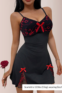 Willluxe® Spliced Lace Side-Slit Slip Dress