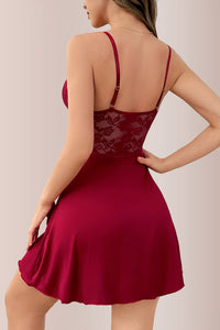 Willluxe® Lace Heart Buckle Backless Nightgown