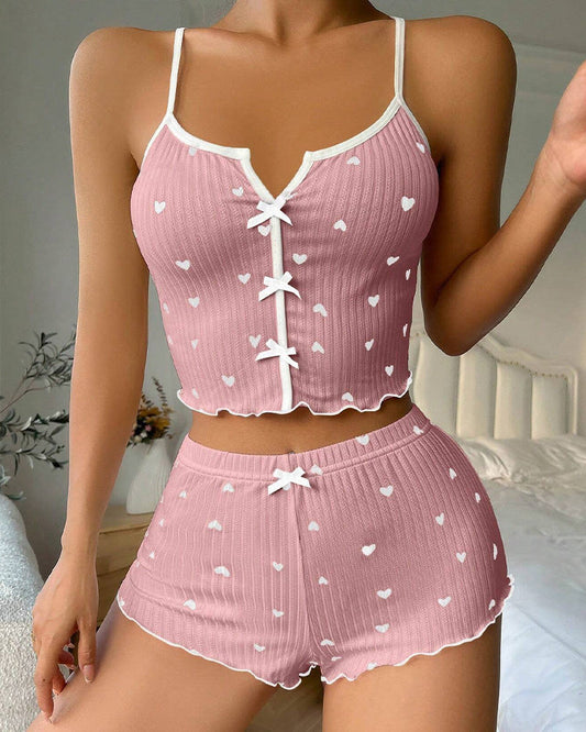 WILLLUXE® Sexy Bow-Tie Camisole Shorts Pajama Set - Loungewear