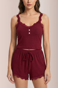 Willluxe® Cozy Elegance 3-Piece Ribbed Lace Loungewear Set