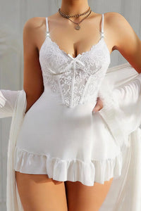 Willluxe® Romantic Lace Bustier Chemise & Sheer Robe 2-Piece Set