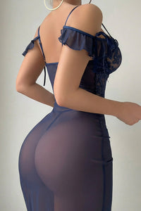 Willluxe® Elegant Lace & Mesh Corset Nightgown