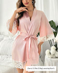 Willluxe® Elegant Satin Lace-Trimmed Short Loungewear Robe