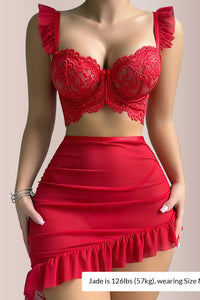 Willluxe® Silky Sheer Mesh Lingerie Set with Lace Details