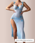 Willluxe® Mesh Butterfly High-Slit Slip Dress